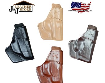 J&J Ruger LCP 380 w/ Crimson Trace Laser OWB w/ Belt Clip Formed Premium Leather Holster