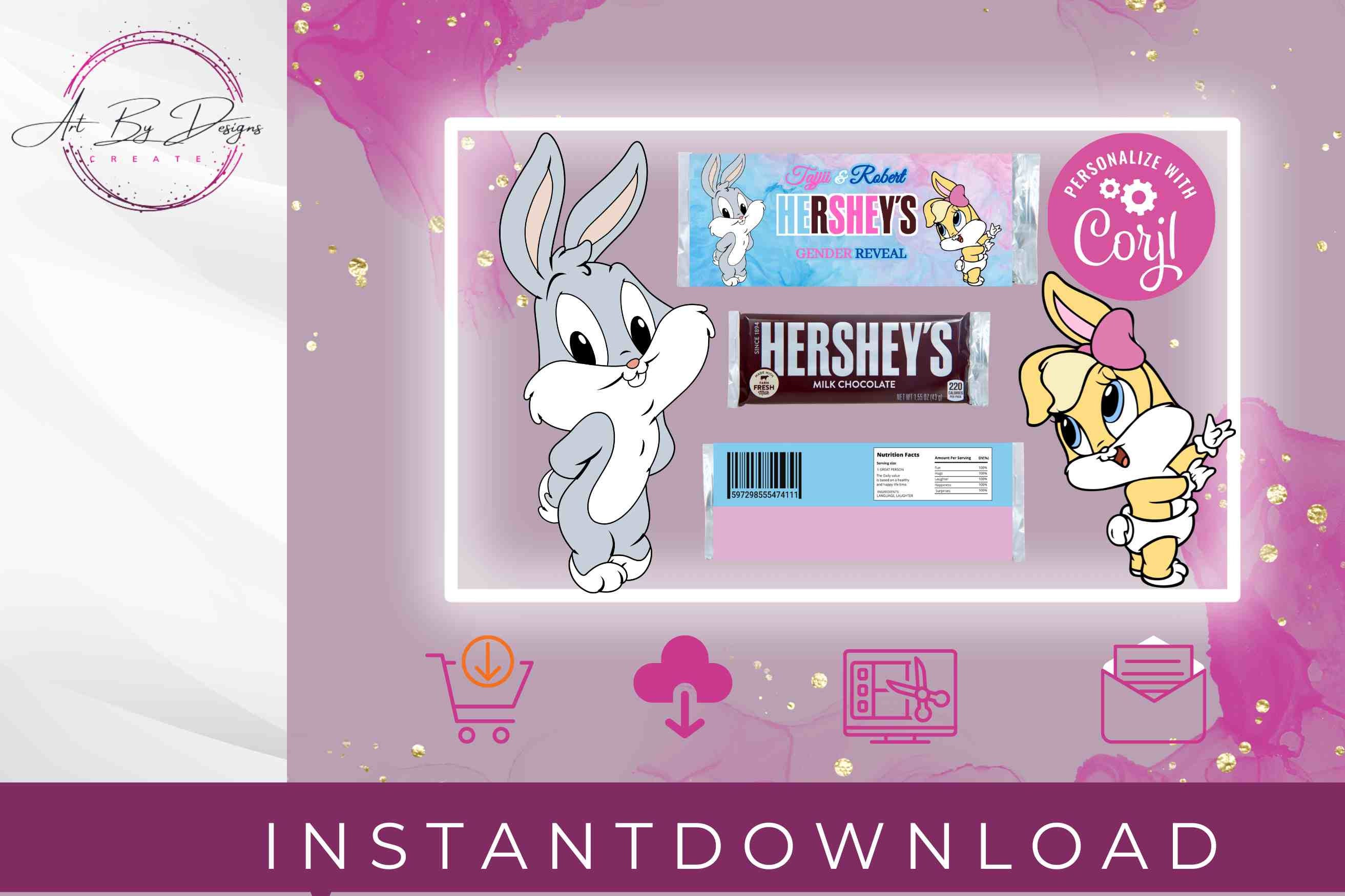 Buz and Lola Gender Reveal Hershey Wrapper Template - Etsy