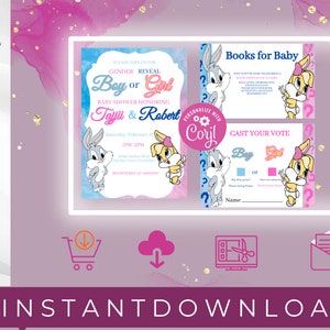 Buz and Lola Gender Reveal Bundle|  Baby Shower Invitation Bundle| Lola or Buz| Editable Template|  Baby Shower Invite|  Corjl Template