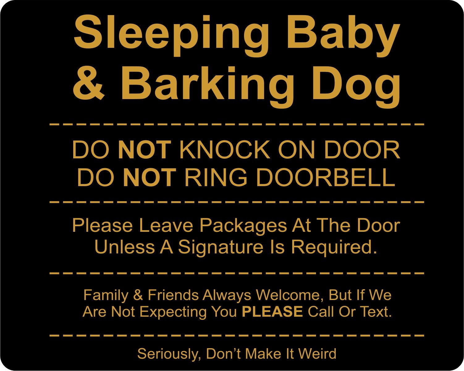 No Soliciting Sign Sleeping Baby Barking Dog Door Knockers Etsy