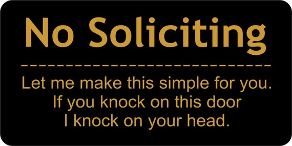 No Soliciting Sign Door Knockers Funny Door Sign Knock On Your Head