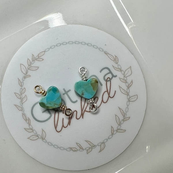 Turquoise Heart Connector 6mm