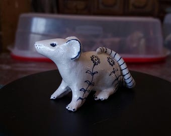Handpainted Animal Figurines - White and Navy Floral Collection, miniatures for indoor display