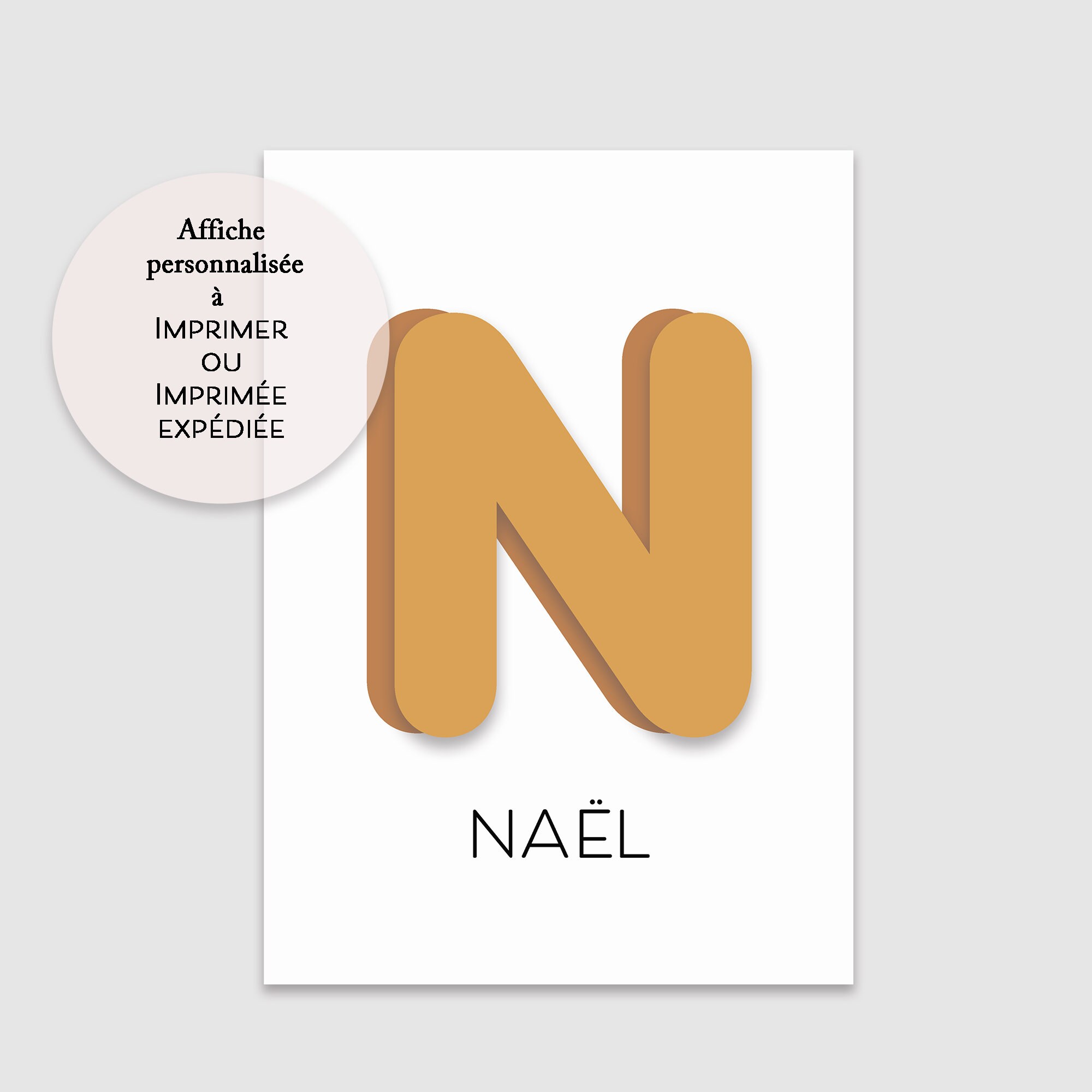 Affiche Décorative Initiale Prénom Enfant à Personnalisée, Boho Color Palette Minimaliste Imprimable