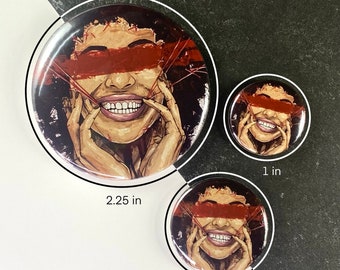 Button pins | 1”, 1.25”, 2.25” | Art Pin “Smile For Me”