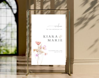Wildflower Wedding Welcome Sign Template Flower Wedding Welcome Sign Elegant Floral Welcome Sign Wildflower Welcome Sign Wedding IN007