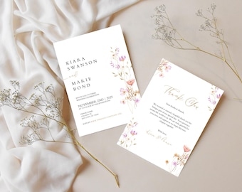 Floral Wedding Invitation Template Bundle Wedding Invitation Template Editable Wedding Invitation Download Wedding Online RVSP IN007