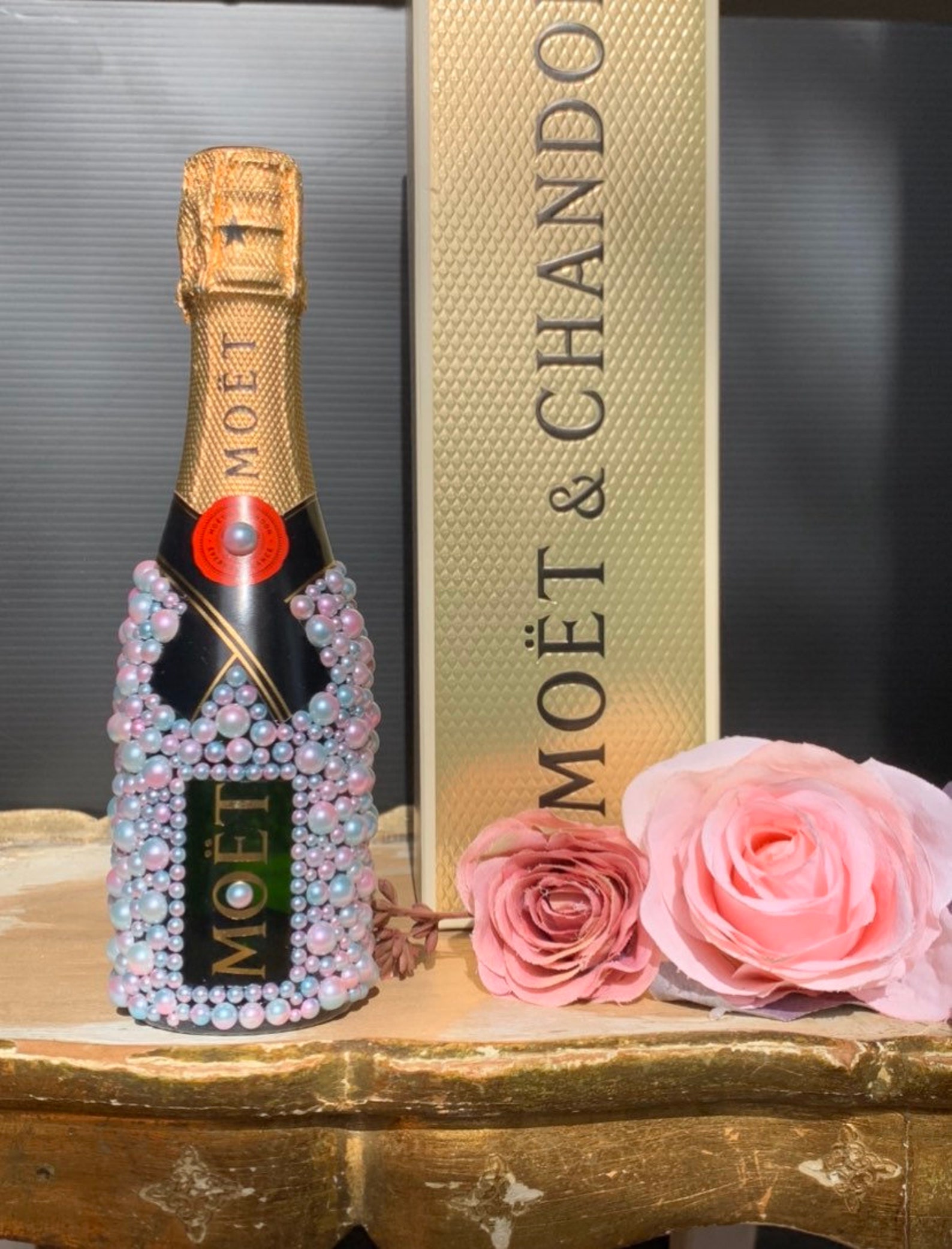 Customized Luxury Champagne Bottle Gift with Pearls Etsy