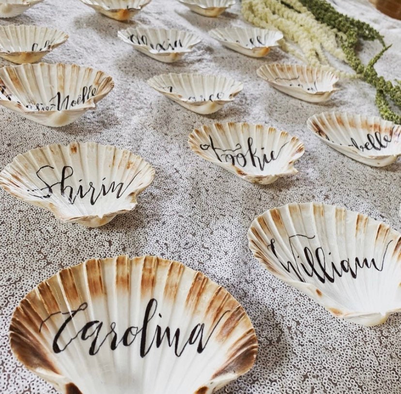 Sea Shell Place Cards Name Cards Beach Coastal Party Etsy
