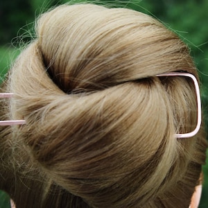 Hair Fork for French Twist, Rose Gold Hair Bun holder, Geometric Hair Pin, Hair Sticks for Bun, Chignon Pin, Updo Hair Clip, Christmas Gift