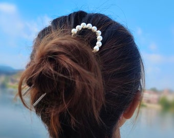 Perlen Haarnadel für Erwachsene, Bun Haarnadel, Moderne Haarnadel, Updo Bun Maker, Minimalistischer U Pin, Metall Haarschmuck, Hochzeit Haarschmuck,