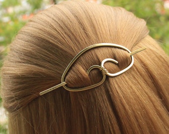 Accessoires capillaires en or minimaliste, pince à cheveux en laiton, Barrette buccale, épingle à cheveux, toboggan à cheveux dorés, pince à cheveux géométrique, Cadeau de Noël femmes