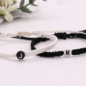 Couple Bracelets: Personalized Initial Knotted Friendship Bracelet Set