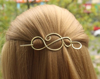Celtic Hair Pin, Brass Hair Clip, Barrette for Thin Hair, Spiral Hair Clip, Anniversary Gift for Women, Gift For Her, Shawl Pin