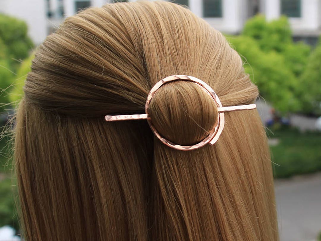 Minimalist Copper Hair Slide With Stick Half up Hair Clips Etsy