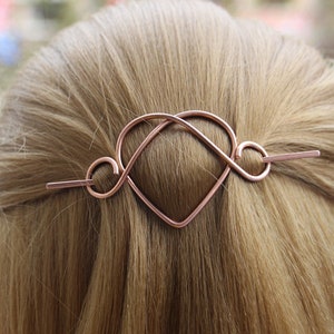 Heart Hair Clip, Small Hair Pin, Copper Hair Slide, Hair Accessories for Women, Scarf Pin, Shawl Pin, Gift for Girlfriend