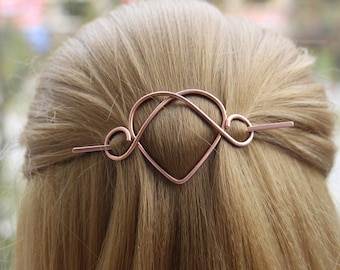 Heart Hair Clip, Small Hair Pin, Copper Hair Slide, Hair Accessories for Women, Scarf Pin, Shawl Pin, Gift for Girlfriend