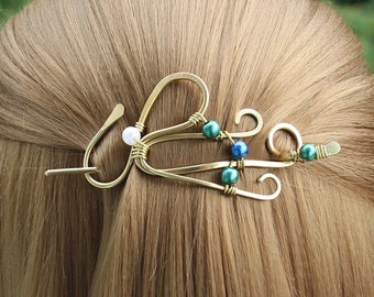Pfau Haarspange für Mädchen, Pfau Schmuck, Metall Haarpin, Perle Haarpin Haarspange, Geschenk für Mama, Geschenk für sie, Valentinstag Geschenk