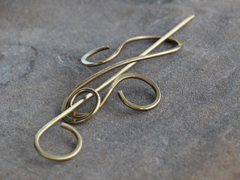 Brass Hair Clip Gold Hair Slide Hair Stick Hammered Hair Etsy