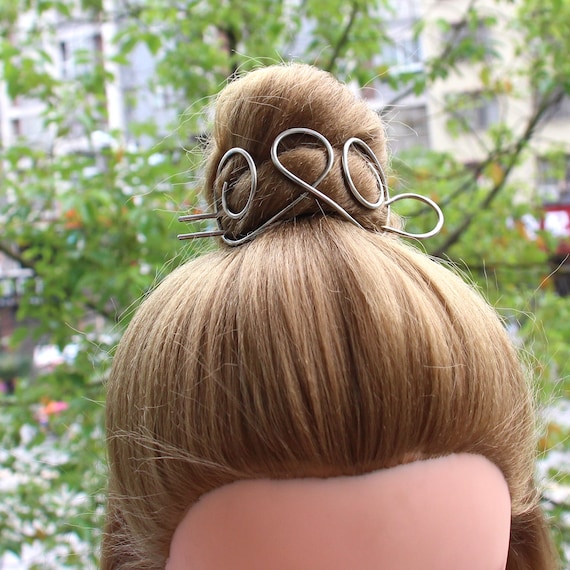 Lady Silver Bun Cuff Hair Bun Holder Hair Fork Bun Pin Bun Etsy