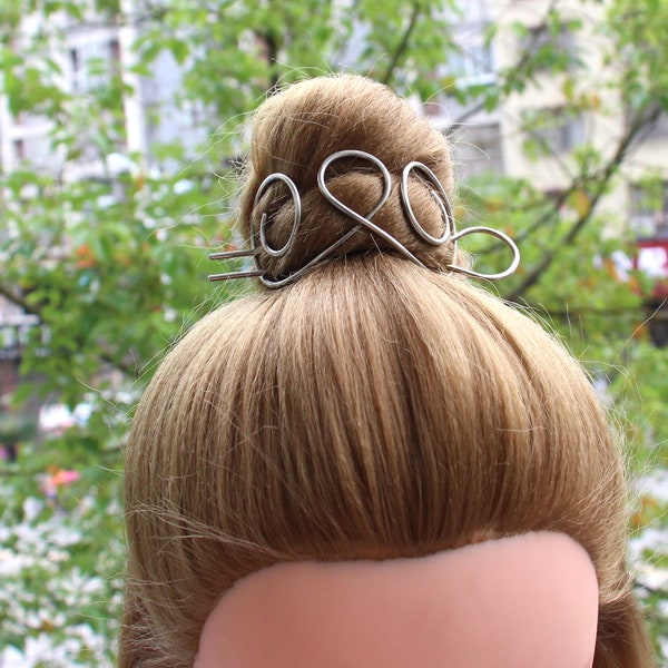 Lady Silver Bun Cuff Hair Bun Holder Forchetta per capelli Bun Pin Gabbia per chignon Fermaglio per capelli spesso Scivolo per capelli Gioielli per capelli Accessori per capelli per donna