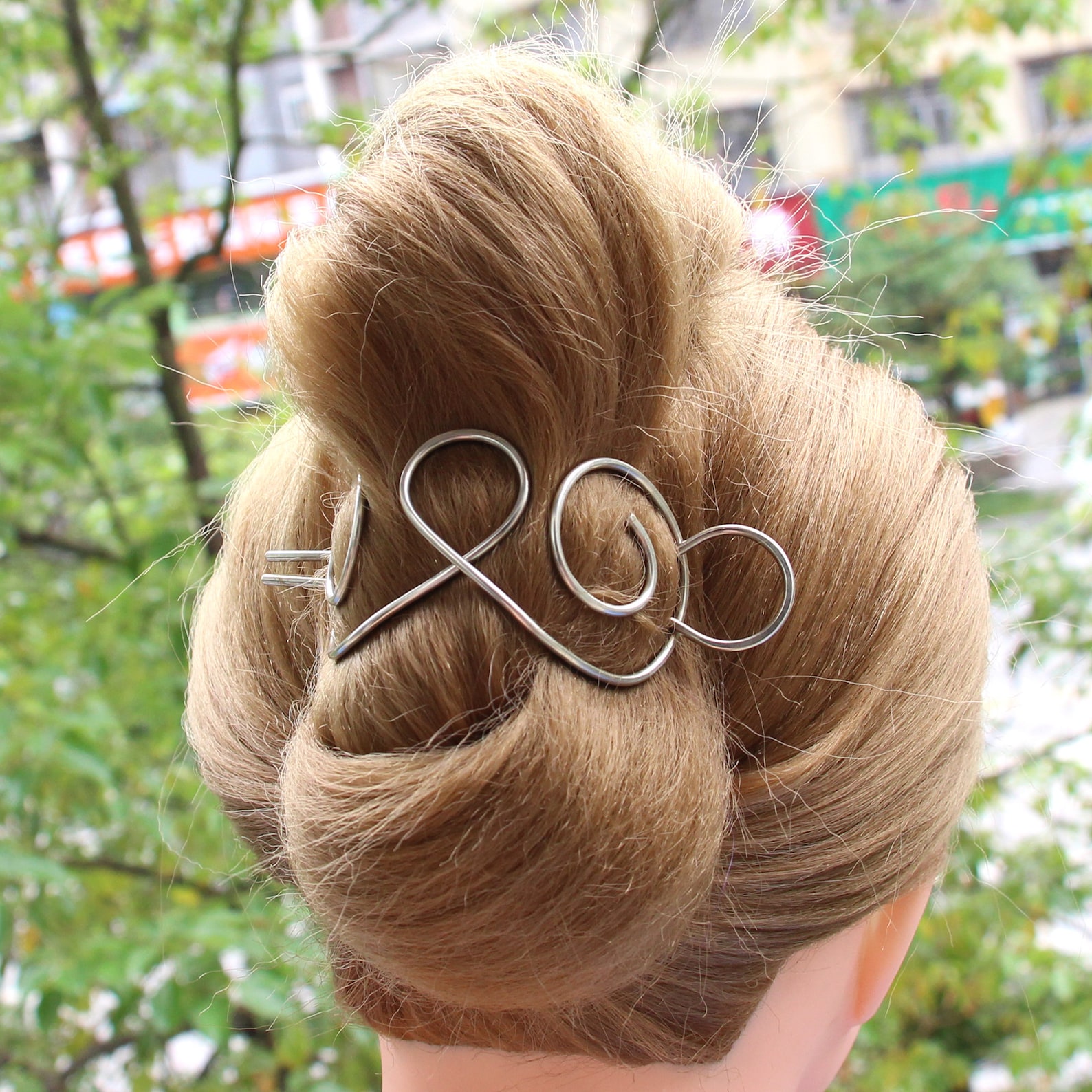 Lady Silver Bun Cuff Hair Bun Holder Hair Fork Bun Pin Bun Etsy