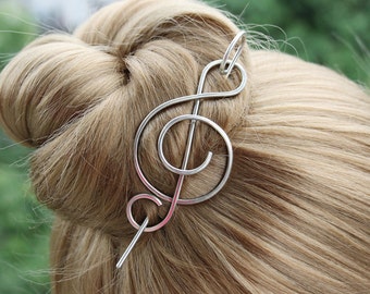 Metal Hair Clips Hair Stick, Music Note Hair Slide Hair Pin, Treble Clef Shawl Pin Scarf pin, Fastener, Closure, Musician Gift, Singer gifts