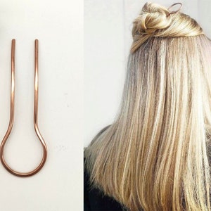 Rose Gold Hair Fork, Copper Hair Fork, Hair Pin for Bun, Copper Hair Bun Holder, Updo Metal Hair Pin , Best Hair Accessory for Updos, Women