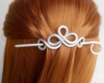 Silver Hair clip Hair Pin, Small Hair Barrette Hair Stick, Wedding Hair Slide for Fine Hair, Scarf Pin Sweater Brooches, Christmas Gift