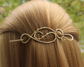 Hair Barrettes for Women, Gold Hair Clip, Hair Stuff, Yin Yang Hair clip, Brass Hair Pin, Tai Chi Hair Slide, Hair Accessory Christmas Gift