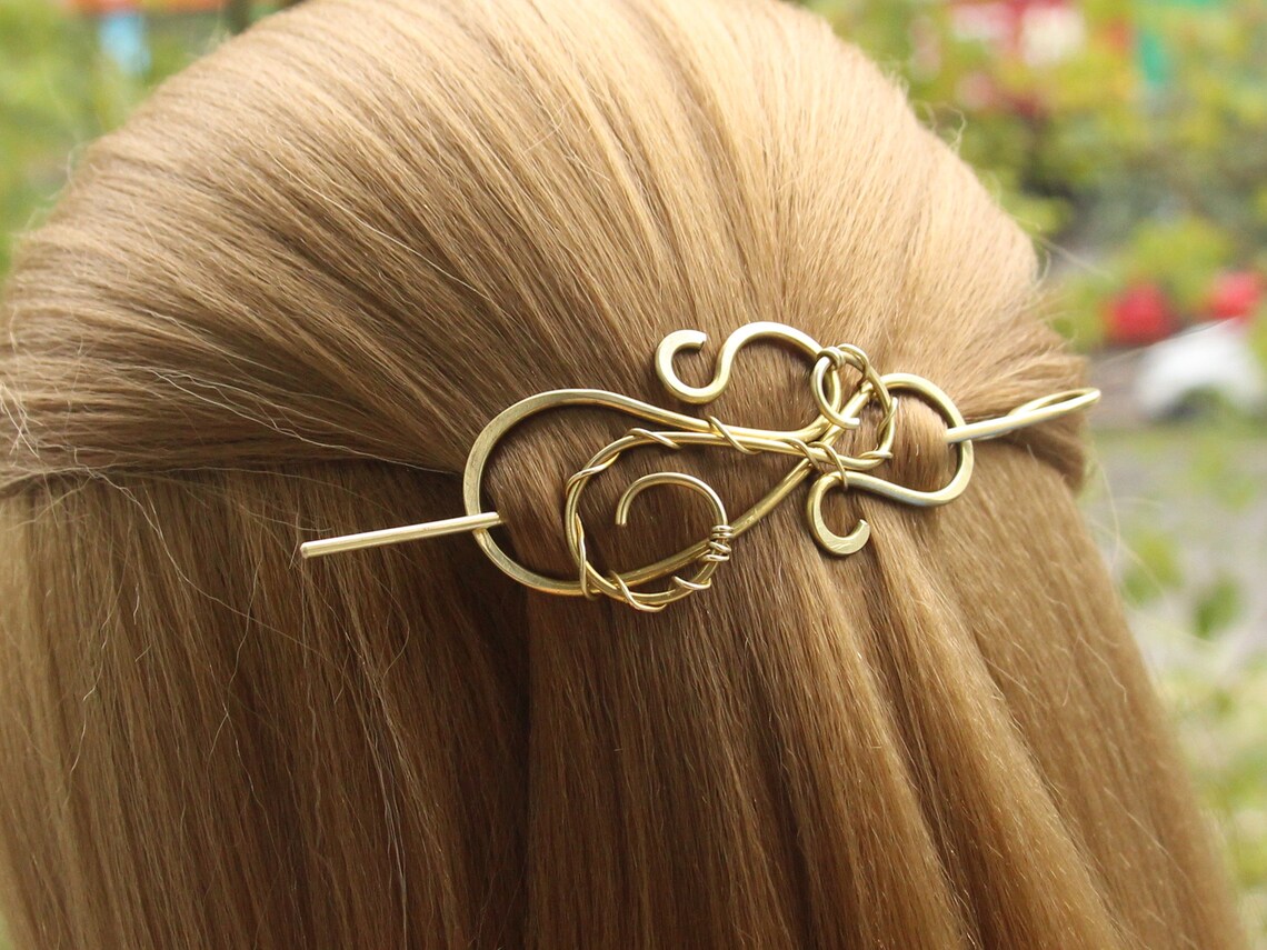 Celtic Hair Slide With Stick Hair Barrette Wire Wrapped Etsy