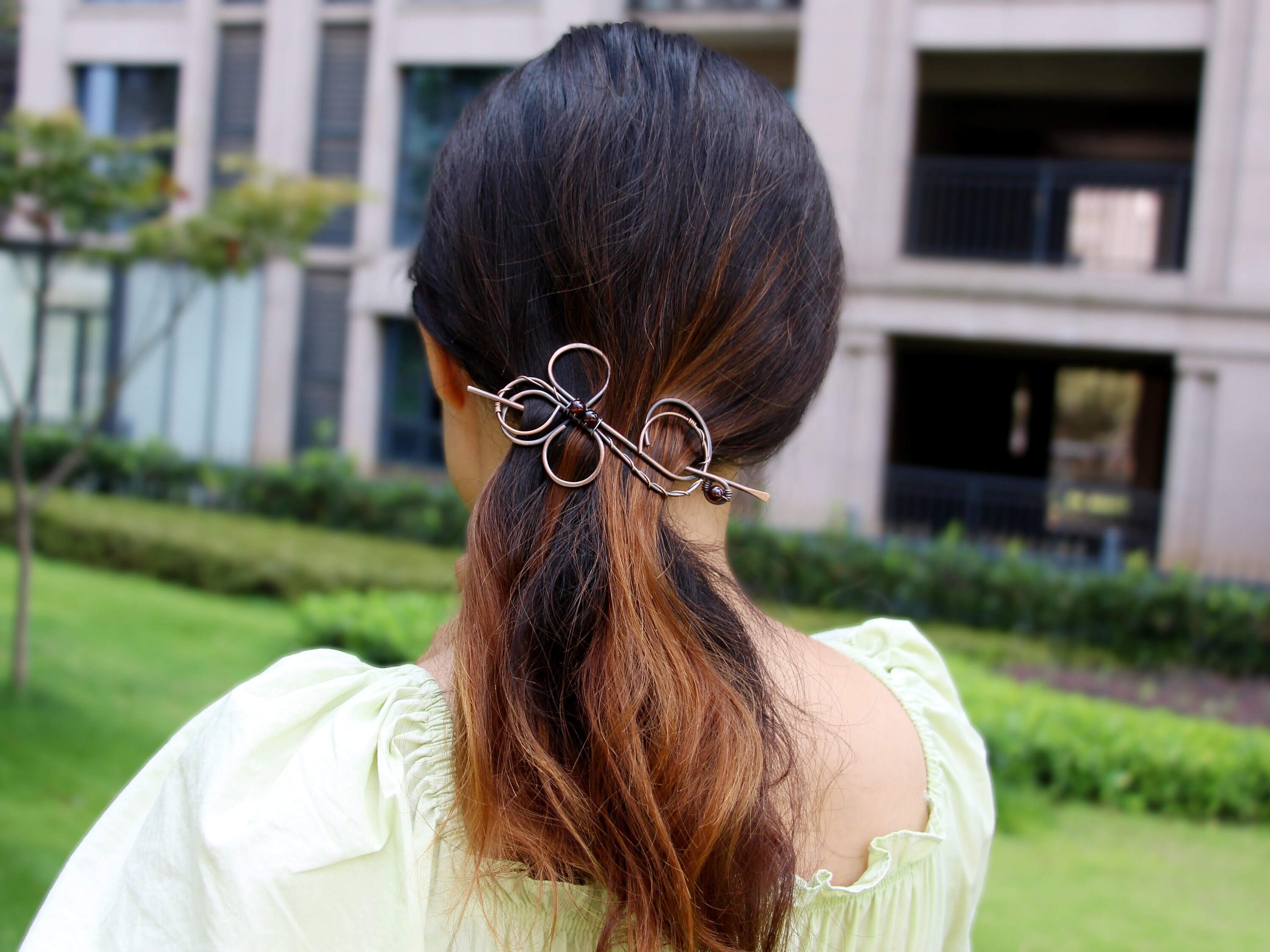 Copper Hair Clip Metal Hair Pin, Wire Wrapped Hair Slide With