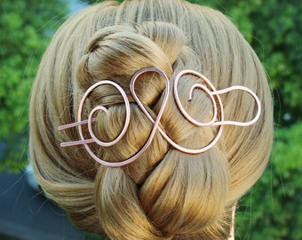 Pince à cheveux torsadée, grande épingle à cheveux pour cheveux fins, barrette à cheveux en métal avec fourchette, bijoux en cuivre, chignons pince à cheveux femme cadeau maman