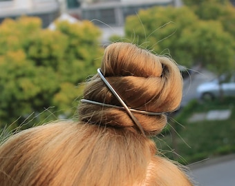 Silver Hair Clip Hair Slide, Small Hair Bun Holder for Thin Hair, Sterling silver Hair Clip, Hair Bun Ring, Hair Accessories, Women Gift