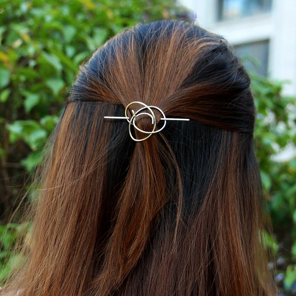 Kleine Haarspange für feines oder dünnes Haar, Rose Haarspange, Blumen Haarspange, Kupfer Messing Silber Haarspange für Frauen, Geschenk für sie