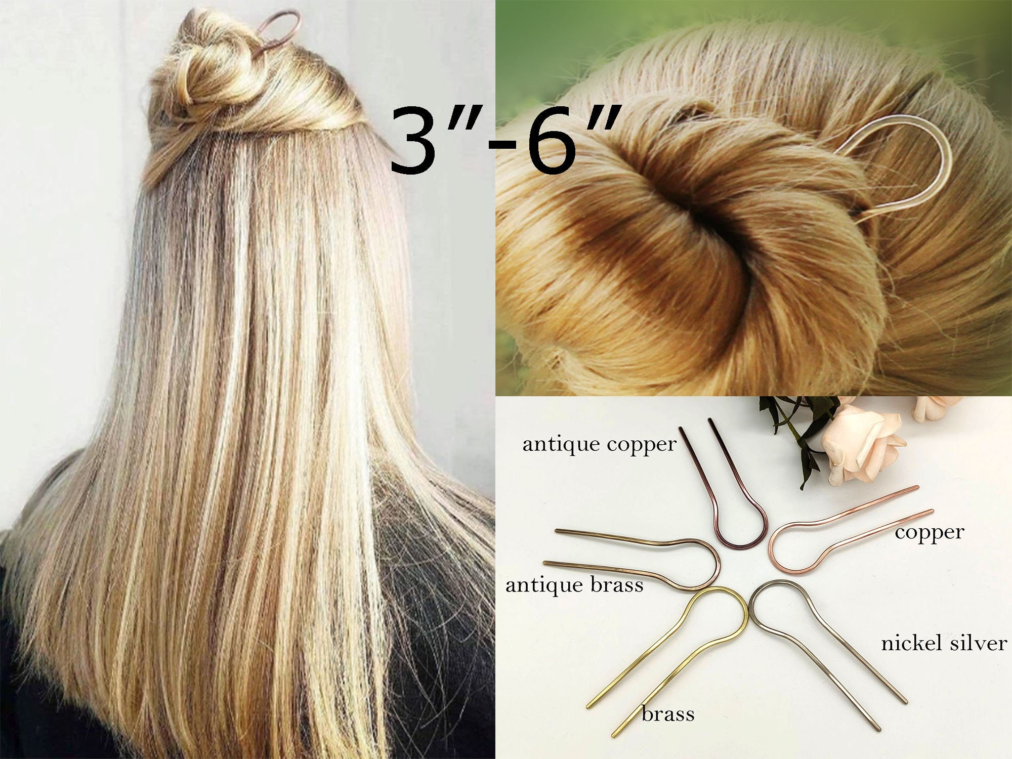 4er Set Französische Haarnadeln – U-förmig, Gold & Silber Für Elegante Frisuren