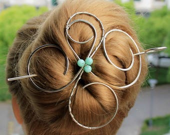 Large Hair Clip for Thick Hair, Metal Hair Bun Pin Bun Holder, Wire Hair Slide, Silver Hair Barrette Hair Clamp, Hair Accessories Women Gift