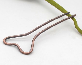 Heart Hair Fork, Metal Hair Pin, Copper Hair Sticks, Rose Gold Bun Holder, Bun Pin, Updo Bun Maker, French Twist Haaraccessoires voor vrouwen