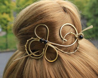Fermaglio per capelli a spirale, accessori per capelli dorati per donna, fermaglio per capelli in ottone, fermaglio per capelli dorato per capelli sottili, elegante fermaglio per capelli in metallo