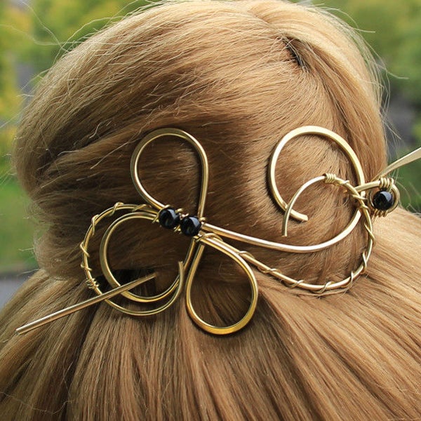 Spiral Hair Barrette, Gold Hair Accessories for Women, Brass Hair Barrette, Gold Hair Clip for Think Hair, Metal Hair pin Elegant Hair Slide