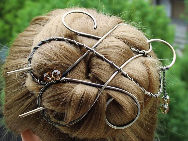 Celtic Hair Clip Hair Fork Bun Holder Large Hair Slide Metal Etsy