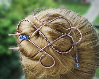 Celtic Hair clip Hair Fork, Bun Holder Large Hair Slide, Metal Hair Barrette Copper Hair Pin Hair Jewelry Hair Accessories Gift For Women