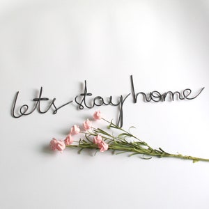 Let&#39;s Stay Home Sign, Living Room Wall Decor,  Metal Wall Art, Family Room Sign, above Couch Sign, Metal Home Decor, Bedroom Wall Decor