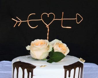 Pfeil & Initialen Cake Topper, Tortenstecker mit Namen, Hochzeitstorte