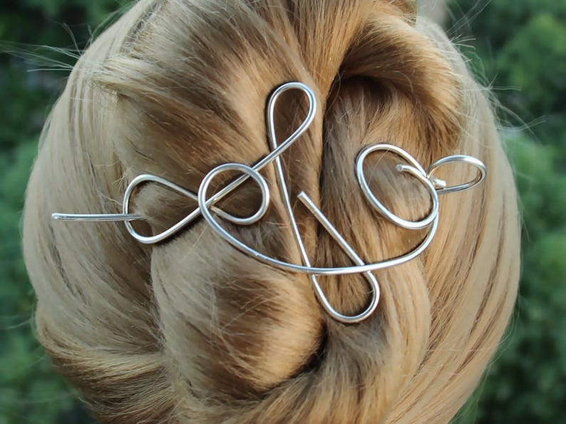 Silver Hair Clip Metal Hair Slide Medium Hair Barrette Hair Etsy