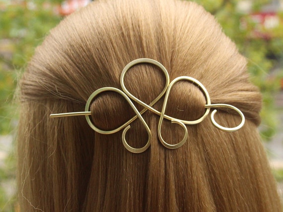 Gold Hair Clip With Hair Stick, Loop Hair Pin, Hair Slide Metal