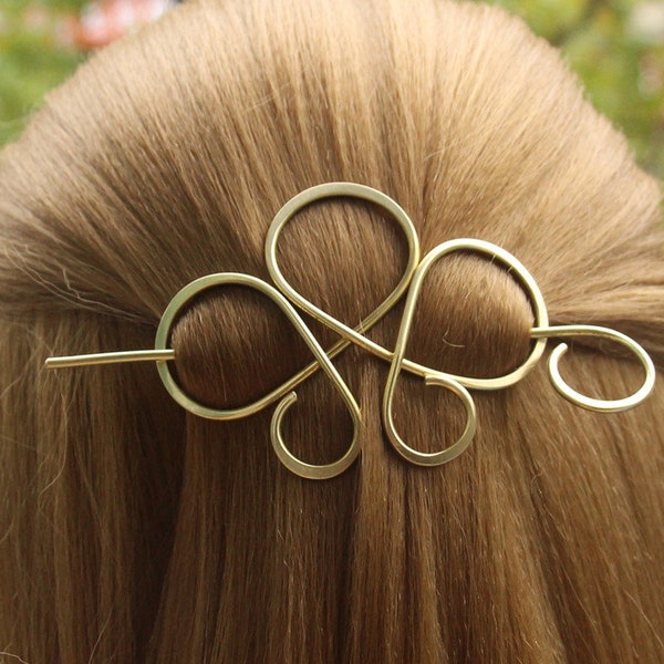 Gold Hair Clip with Hair Stick, Loop Hair Pin, Hair Slide Metal Hair Holder, Gift for Long Hair, half Up Hair Clips Accessories Woman Gift