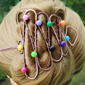 Celtic Hair Barrette, Boho Hair Clip Hair Fork, Hair Bun Holder, Metal Hair Slide, Hair Pin, Unique Copper Hair Accessories for Women Gift