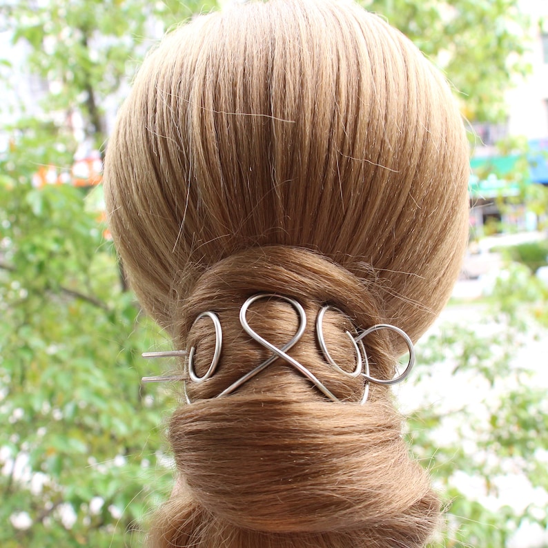 Lady Silver Bun Cuff Hair Bun Holder Hair Fork Bun Pin Bun Etsy