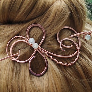 Copper Hair Clip Metal Hair Pin, Wire Wrapped Hair Slide with Gemstone, Hair Jewelry, Agate Hair Clip,  Hair accessories for Women Gift